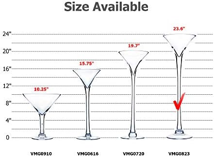 WGV Martini Glass Vase Bulk, Open 8", Height 23.6", Base 6", (Multiple Sizes Choices) Clear Wine Fruit Planter Floral Container, Wedding Centerpieces, Event Home Decor, 2 Pieces (VMG0823) - Image 3