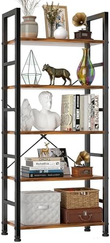 5 Tier Bookshelf, Free Standing Bookcase with Open Storage Shelves by SageNest