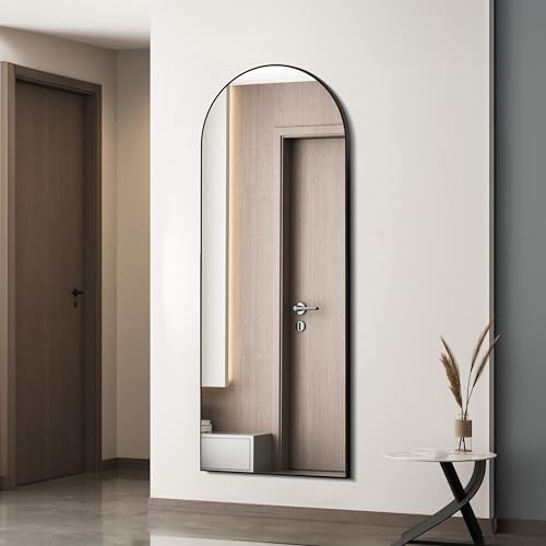 Simple Deluxe Arched Full Length Mirror, 59"x16" Large Floor Mirrors, for Wall Door Bedroom Bathroom Living Room (Black) by SimpleDeluxe