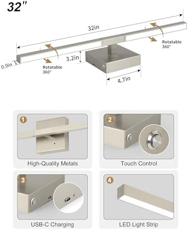 Rayogale Nickel Battery Operated Wall Sconce with Remote Control 32 Inch - Image 3