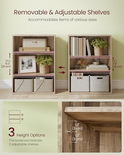 VASAGLE 3-Tier Bookshelf, Storage Organizer, 23.6 x 9.4 x 32 Inches - Image 4