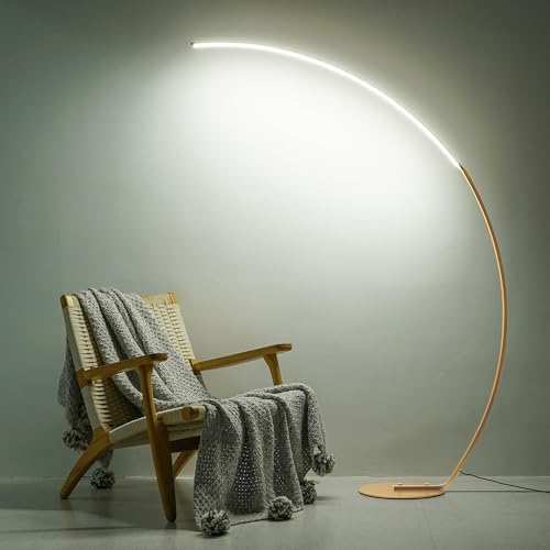NUÜR 67" Gold Arc Floor Lamp, Modern LED Standing Lamp with Remote by NU%C3%9CRLightning