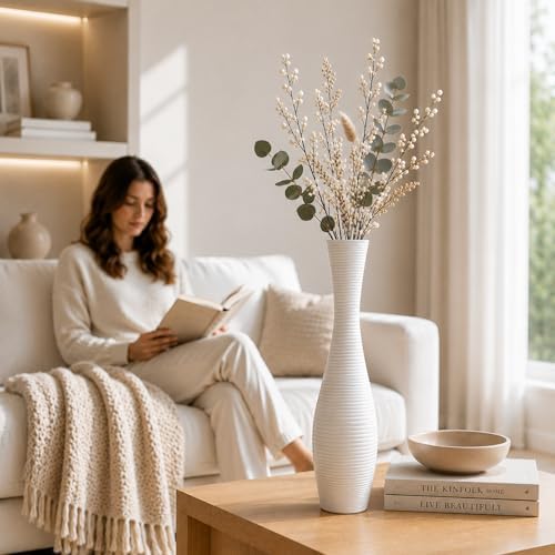 Leewadee Large Floor Vase 20 inches Polyresin for Pampas Grass, Dried Flowers - Image 2