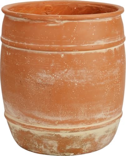 13"H x 12" Dia Aged Terracotta Planter Pot with Drainage Hole, Rustic Vintage Flower Pot for Indoor Outdoor Plants, Distressed Decorative Clay-Style Planter for Patio, Porch, Garden, Farmhouse Décor by Haispring