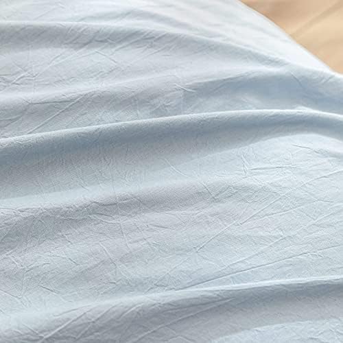 BESTOUCH Cotton Solid Duvet Cover Set Linen Feel Cornflower Blue King - Image 6