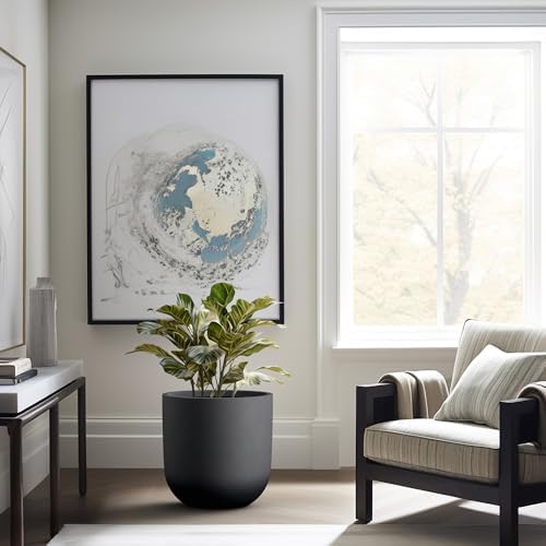 Kante Large Round Capsule Black Concrete Planter 16.5" Dia, Outdoor - Image 3