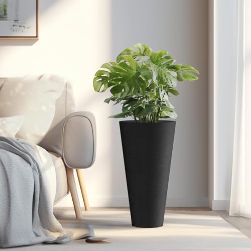 Kante 2-Pack All-Weather 18" H Round Tapered Black Plastic Planters - Image 3