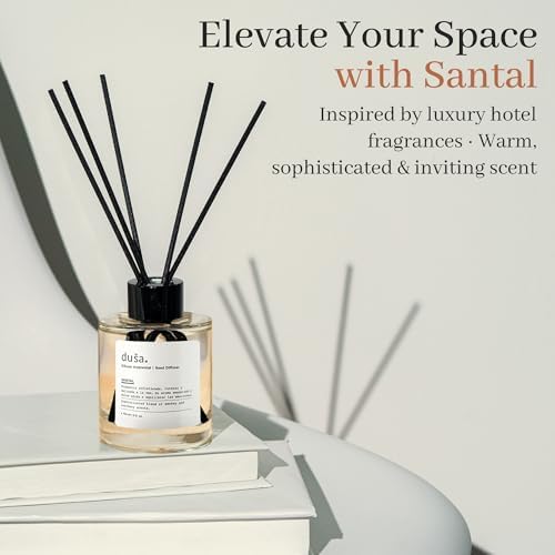 Duša Santal Reed Diffuser & Sticks - 5 Fl Oz Essential Home Fragrance Decor for Bathroom, Office & Living Spaces – Stylish & Long-Lasting Room Air Freshener -Ideal for Housewarming & Special Occasions - Image 4