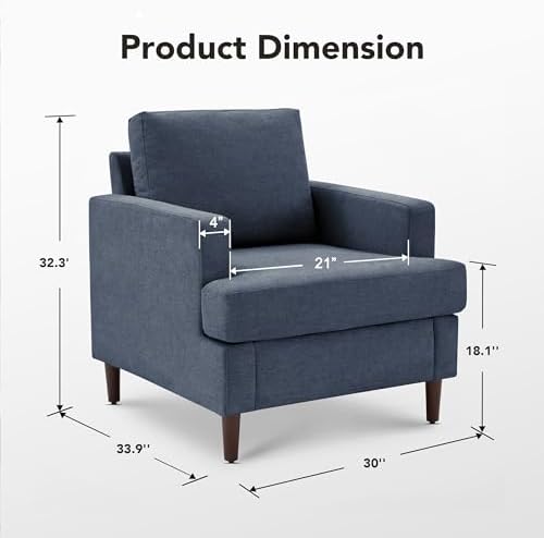 Mid-Century Accent Chair, Blue Grey Armchair Living Room Chairs, 2 Pack - Image 2