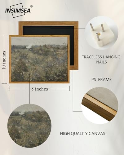 InSimSea Framed Canvas Wall Art, Vintage Landscape Painting, Rustic Nature Scenery Decor for Living Room Shelf Hallway,10x8in, Neutral Tones - Image 5
