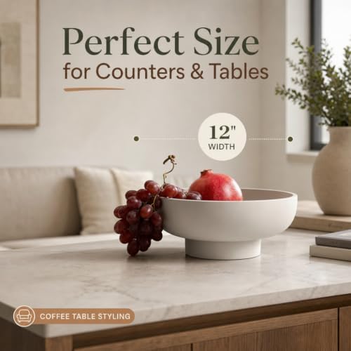 12" Concrete Fruit bowl for Kitchen Counter, Coffee Table Decor, Decorative Key Bowl, Home Décor Accents, Kitchen Counter Decor Grey - Image 5