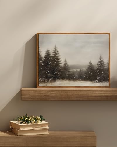 InSimSea Framed Canvas Wall Art Winter Christmas Decor Living Room Pine Tree Forest Decor Nature Landscape Decoration for Bedroom Bathroom Rustic Xmas Holiday Gifts 12x16 Inch - Image 5
