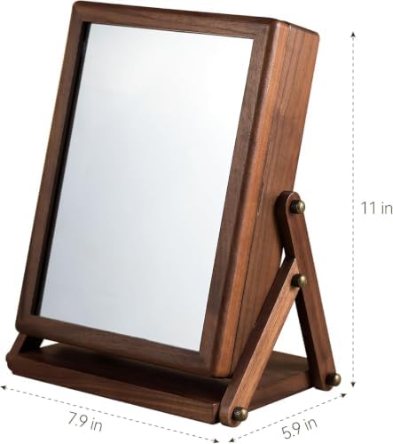 Black Walnut Wooden Jewelry Box, Organizer with Makeup Mirror for Women - Image 6