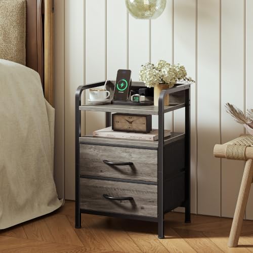 Huuger Nightstands Set of 2, Night Stand, Charging Station, USB-C Ports - Image 2