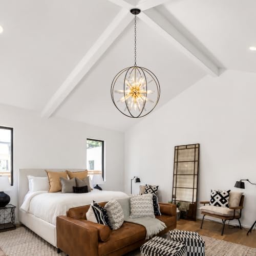 Vezzio Modern Black and Gold Sputnik Chandelier for Dining Room - Image 5