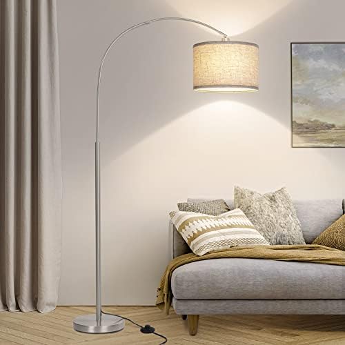 Silver Floor Lamp, Arc Floor Lamp with Adjustable Head and Pedal Switch by Seasidevillage