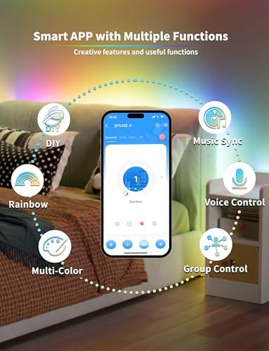 PAUTIX RGB Smart IC COB LED Strip Light 5V USB,Color Chasing UL-Listed Multicolor Flexible Tape LED Strip Light 9.84ft/3m Compatible with Alexa/Google Assistant,for TV,Desk,Monitor DIY Decoration - Image 2