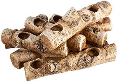 Plow & Hearth Faux Birch Wood Resin Logs Candle Holder for Fireplace | Romantic Ambiance Without Heat or Mess | Holds 8 Tea Lights| Realistic Sculpted Logs | 18" L x 10.5" W x 8" H (Birch) - Image 5