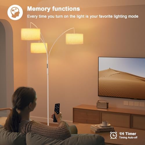 SIBRILLE Upgraded 36W Floor Lamps for Living Room - Super Bright Dimmable Tree Floor Lamp with Remote & Touch Control, Tall Lamp for Living Room Corner, Bedroom, Office - Image 4