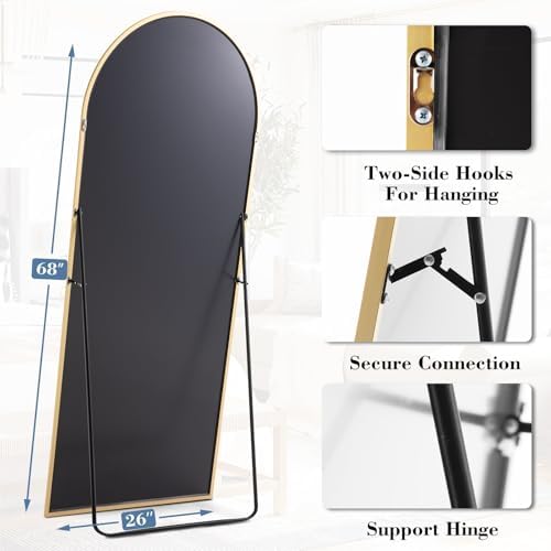 DUMOS 68"x26" Arched Full Length Mirror with Stand, Full Body Floor Mirror - Image 4