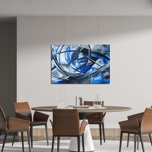 Abstract Wall Art Decor Modern Wall Art Pictures for Living Room Abstract Canvas Art Wall Decor Blue Wall Art Prints Black and White Wall Art Decor Artwork for Walls Home Office Decorations 32" X 48" - Image 2