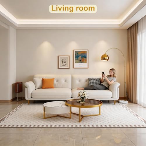 LightInTheBox Gold Modern Arc Floor Lamp, 70.9in Arc Floor Lamp with Inner Gold Metal Shade and White Marble Base, Arc Lamps Floor Standing with 5W Bulb, Over Couch Lamp for Living Room, Bedroom - Image 6