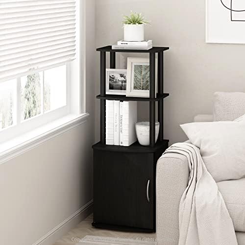 Furinno Turn-N-Tube Tall TV Entertainment Side Table Display Rack with Storage Cabinet, 2-Tier, Blackwood/Black - Image 2