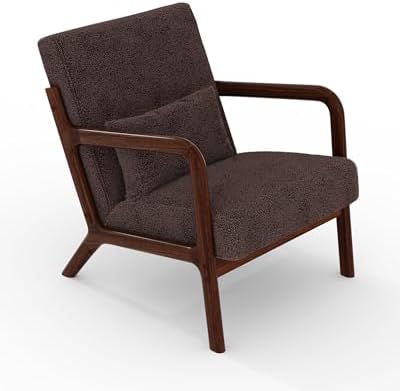 Garvee Mid Century Accent Chair, Upholstered Armchair with Lumbar Pillow - Image 7