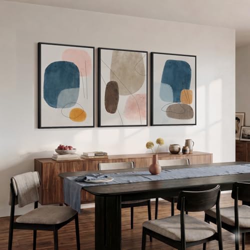 Large Framed Colorful Abstract Wall Art for Living Room, Set of 3, 24x36 In - Image 2