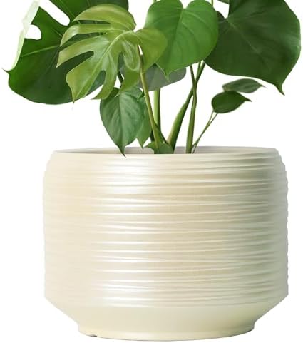 10 Inch Ceramic Plant Pot with Drainage – Large Flower Pot for Indoor Outdoor Plants, Modern Decorative Planter for Patio, Balcony, Garden, or Home Decor by Bestseler