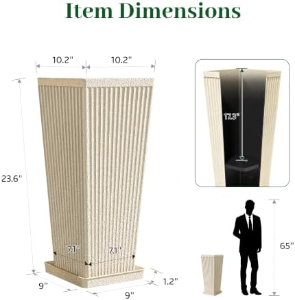 24" Tall Planters for Outdoor Plants with Tray Set of 2 Resin Beige - Image 2