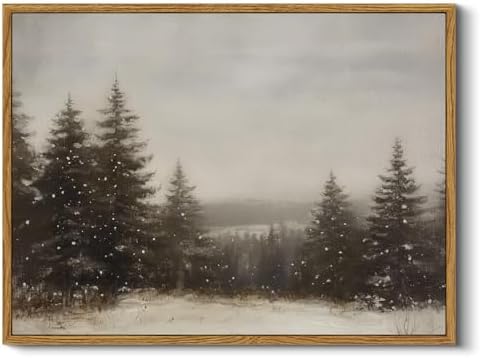 InSimSea Framed Canvas Wall Art Winter Christmas Decor Living Room Pine Tree Forest Decor Nature Landscape Decoration for Bedroom Bathroom Rustic Xmas Holiday Gifts 12x16 Inch by InSimSeaArt