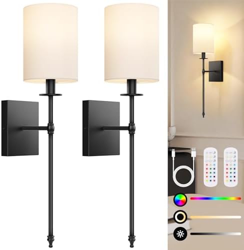 Battery Operated Wall Sconces Set of 2, Rechargeable Sconces with Remote by BestChoiceforYourLife
