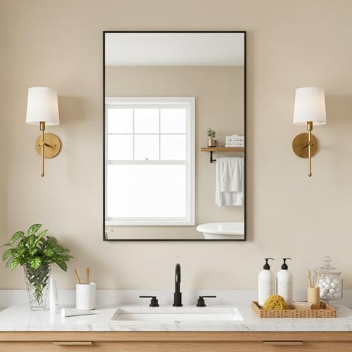 FICTOR Bathroom Vanity Mirror for Over Sink, 20" x 30", Black by FICTOR