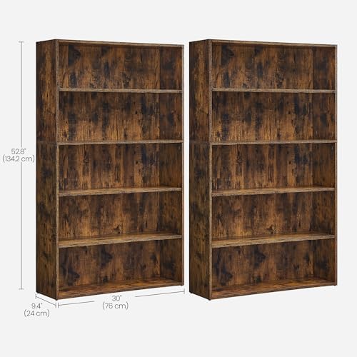 VASAGLE Set of 2 5-Tier Open Bookshelves, 30 Inches Wide - Image 3