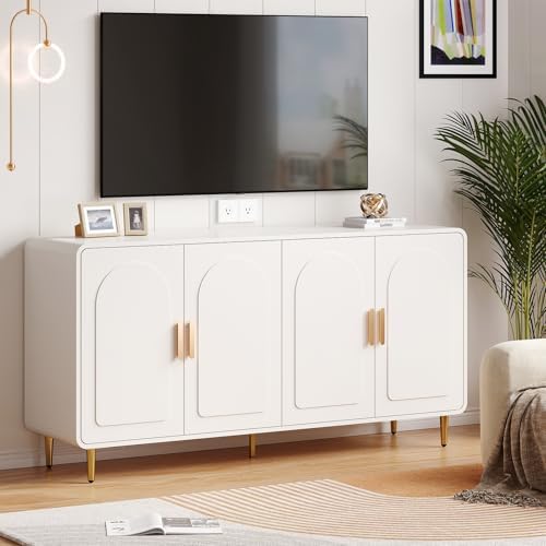 ONBRILL 60" Sideboard Buffet Cabinet, Large Credenza Storage Cabinet, White - Image 4