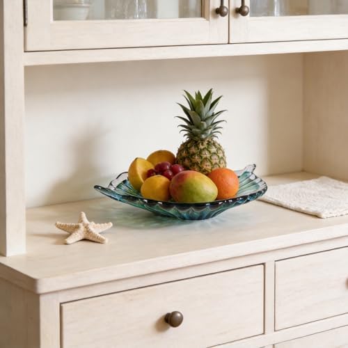 Hand blown decorative glass bowls, large green glass fruit bowls, and serving plates perfect for displaying on coffee tables, dining tables, kitchen countertops, TV stands, and entryway shelves. - Image 4