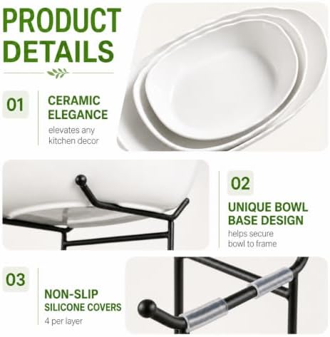 HBlife 2 Tier Fruit Bowl, Ceramic Fruit Basket for Kitchen Counter - Image 5