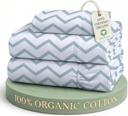 LANE LINEN Twin XL Sheets 100% Organic Cotton Cooling Soft 3pc - Chevron by LaneLinen