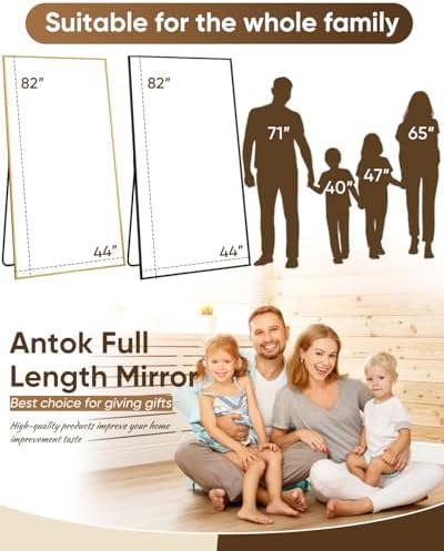 Antok Full Length Mirror, 82"x44" Floor Mirror for Bedroom, Dorm, Gold - Image 6
