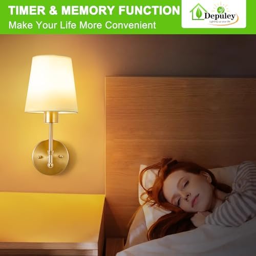 Depuley Battery Operated Wall Sconce: Set of 2 19.99" Wireless Wall Lights with Remote for Bedroom - Rechargeable 15 Colors Gold Wall Lamp for Living Room Hallway Decor - Image 6