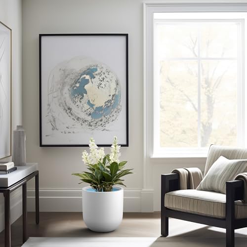 Kante Large Round Capsule White Concrete Planter 16.5" Dia, Outdoor - Image 5