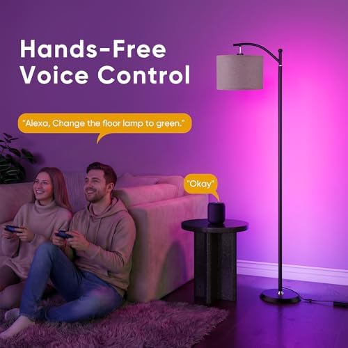 Smart LED RGBCW Corner Lamp with Linen Lampshade Compatible with Alexa, Color Changing Standing Lamp with 16 Million DIY Colors, Music Sync, Tall lamp for Living Bedroom Room,APP/Voice/Remote Control - Image 4