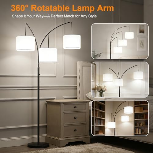 Floor Lamp with Remote, 3 Light Arc Floor Lamps for Living Room - Image 6