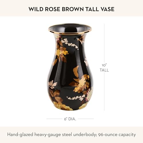 MACKENZIE-CHILDS Enamel Tall Vase, Wild Rose Brown - Image 4