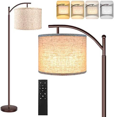 Floor Lamp for Living Room, 4 Color Temperature LED Floor Lamp with Remote Control & Foot Switch, LED Bulb Included, Modern Standing Lamp for Bedroom, Study Room, Office - Oil Rubbed Bronze by ROTTOGOON