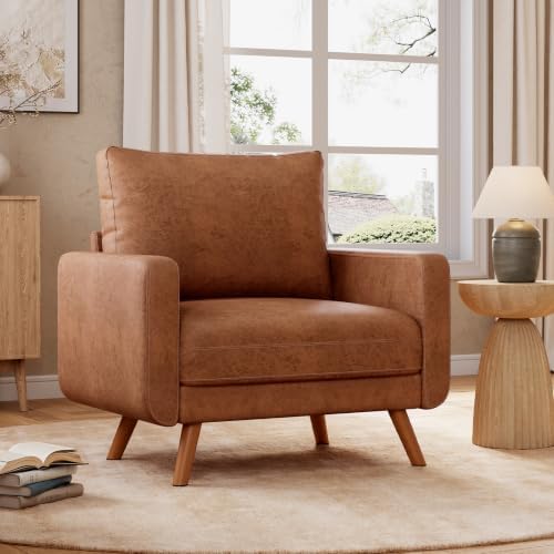 Oversized Accent Chair Set of 2, Mid Century Modern Accent Chairs for Living Room,Living Room Chairs, Bedroom Reading Chair with Widen Arm Rest, Cozy Single Sofa Chair, Camel - Image 4