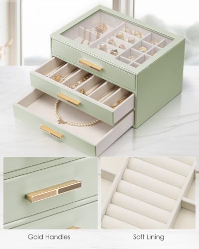 VLANDO Jewelry Box Organizer, 7-Layer Storage Drawers, Glass Window, Modern - Image 4