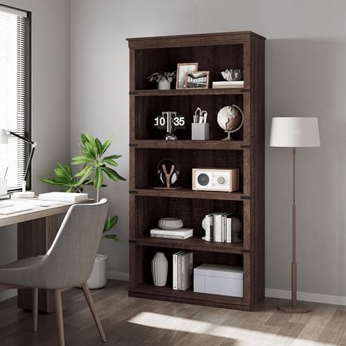 GarveeHome 5 Tier Farmhouse Bookcase, 67.4" Tall Book Shelf with Storage by GarveeHome