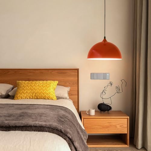 Red Plug in Pendant Light 2 Packs 11.8inch 14.7 ft, Farmhouse Pendant Light, Kitchen Pendant Lights, Pendant Lights Kitchen Island, Hanging Lights with Plug in Cord for Dining Room, Bedroom - Image 6